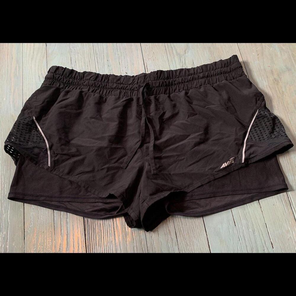 Avia Running Shorts XL (16-18) Double Layered Black Athletic Sports Compression